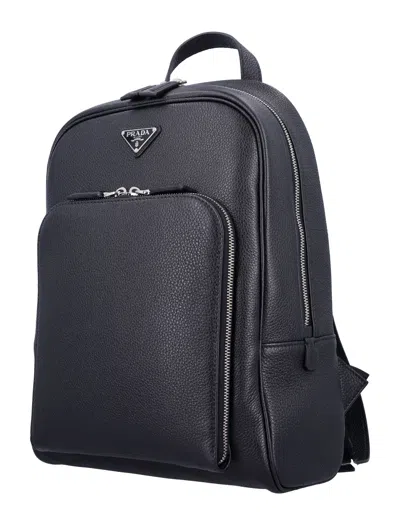 Prada Saffiano Leather Backpack In Black