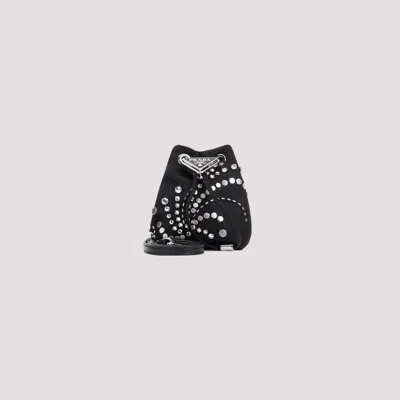 Prada Black Polyamide Bucket Bag In Black
