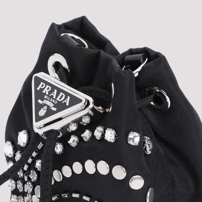 Prada Black Polyamide Bucket Bag In Black