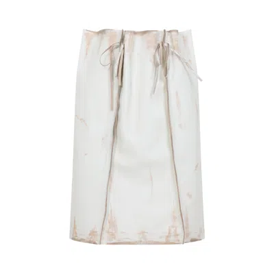 Prada White Leather Skirt In White