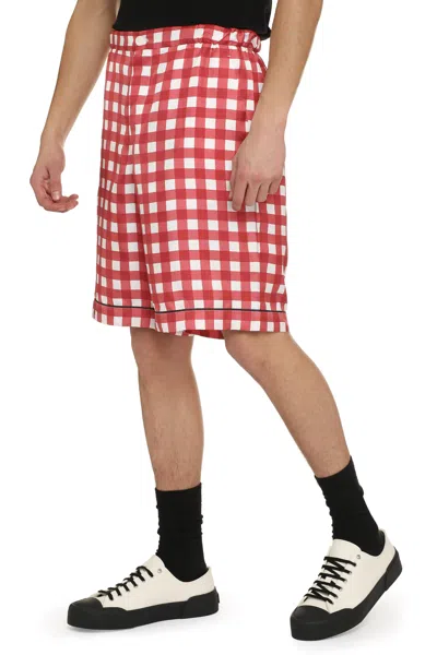 Prada Printed Silk Mini Shorts For Men In Multi