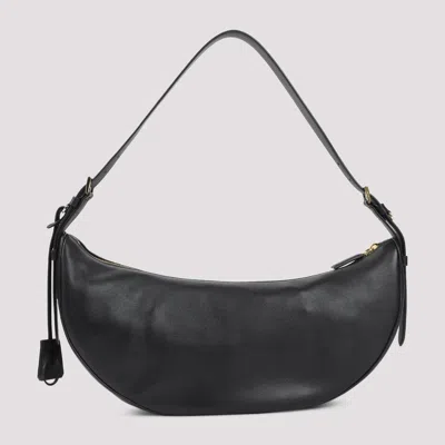 Prada Large Crescent Leather Crossbody Handbag In Black