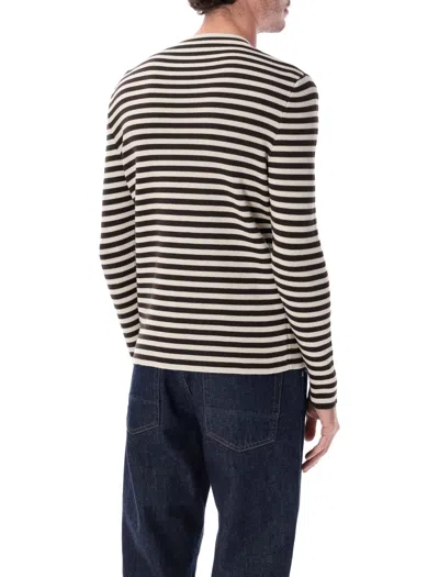 Prada Superfine Wool Striped Crew-neck Sweater In Gray