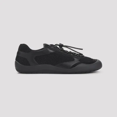 Prada Speedrock Leather And Mesh Fabric Sneakers Shoes In Black