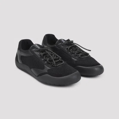 Prada Speedrock Leather And Mesh Fabric Sneakers Shoes In Black
