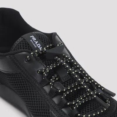 Prada Speedrock Leather And Mesh Fabric Sneakers Shoes In Black