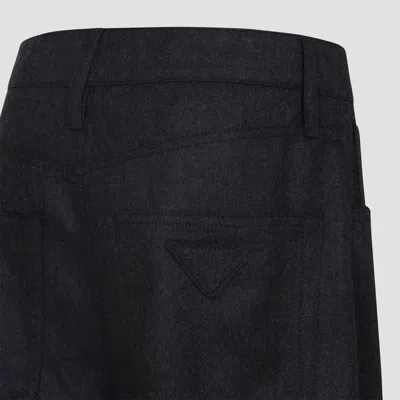 Prada Anthracite Grey Wool Pants In Black