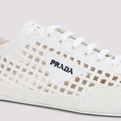 Prada Collapse Crochet Knit Low-top Sneakers In Neutral