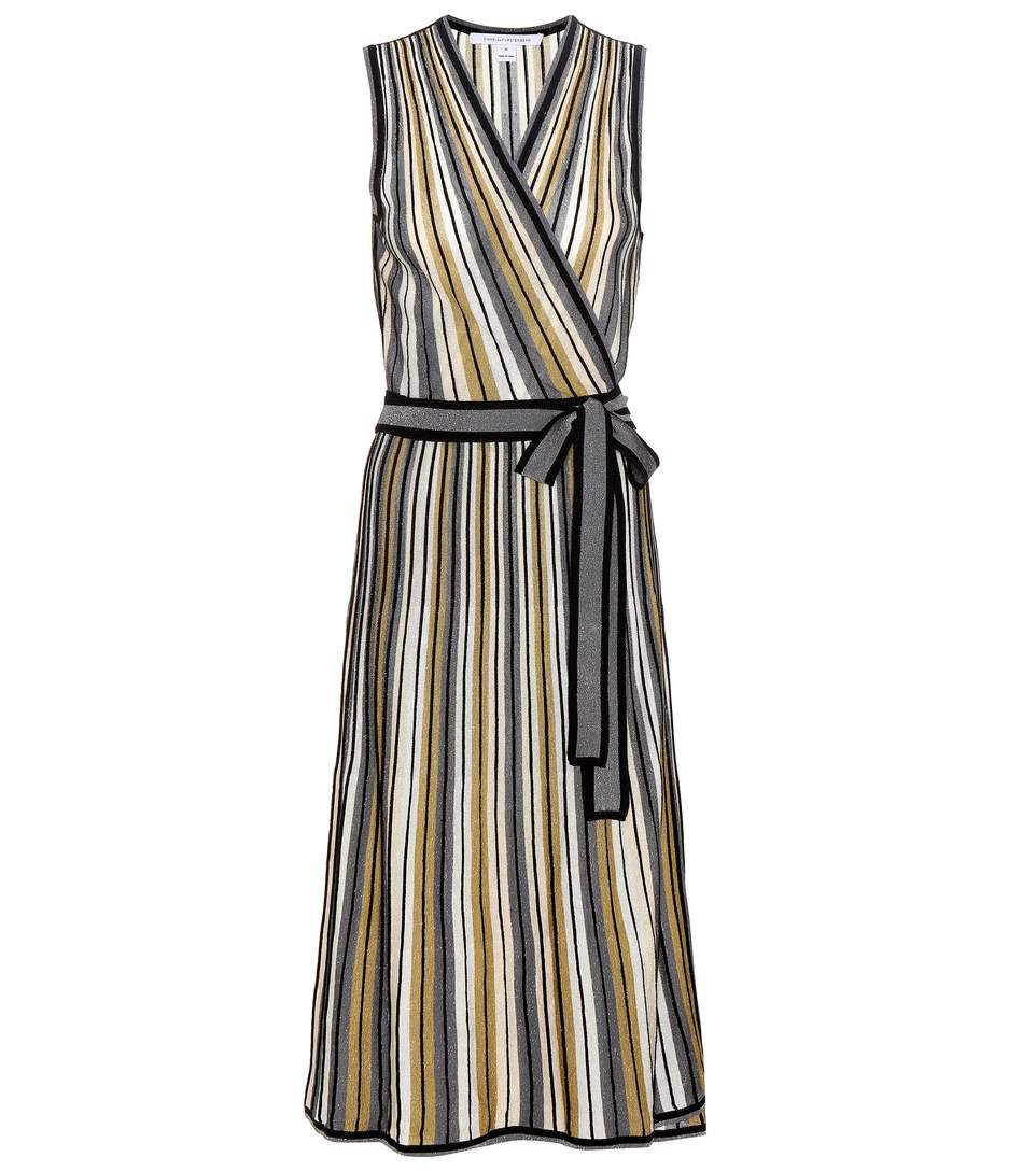 dvf metallic wrap dress