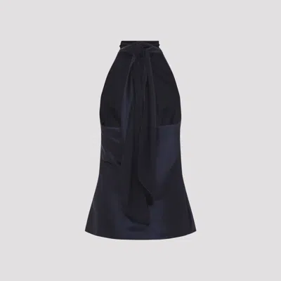 Ralph Lauren Chilton Stretch Silk Charmeuse Top In Icon Navy In Blue