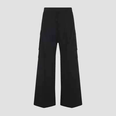 Rick Owens Heizer Belas Wide-leg Cotton-blend Poplin Drawstring Cargo Trousers In Black