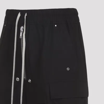 Rick Owens Heizer Belas Wide-leg Cotton-blend Poplin Drawstring Cargo Trousers In Black