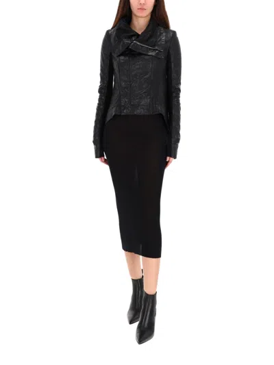 Rick Owens Temple Naska Biker Jacket Asymmetric Front In Black