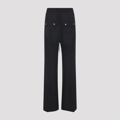 Rick Owens Heizer Belas Wide-leg Cotton-blend Poplin Drawstring Cargo Trousers In Black