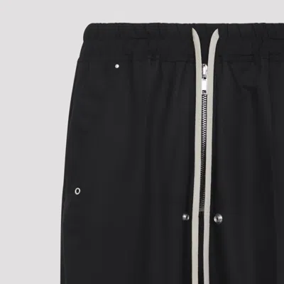 Rick Owens Heizer Belas Wide-leg Cotton-blend Poplin Drawstring Cargo Trousers In Black