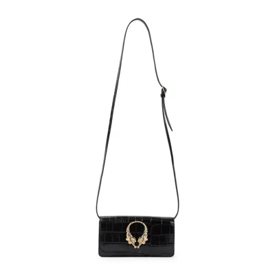 Roberto Cavalli Black Leather Roar Mini Bag