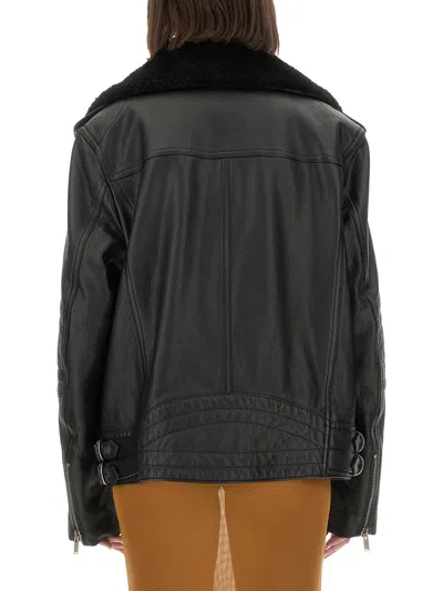 Saint Laurent Leather Biker Jacket In Black