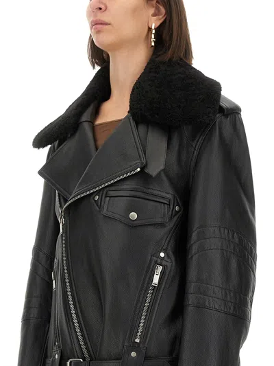Saint Laurent Leather Biker Jacket In Black