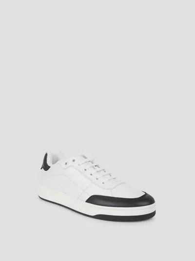 Saint Laurent White And Black Leather Sneakers In Multi