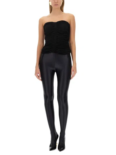 Saint Laurent Sleeveless Draped Cropped Top In Black