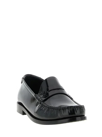 Saint Laurent Le Loafer Loafers In Polished Wrinkled Leather In Black