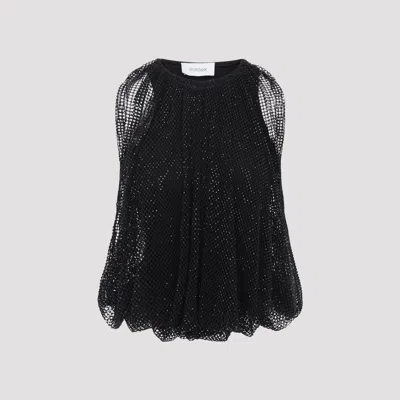 Sportmax Embellished Mesh And Jersey Top In Black