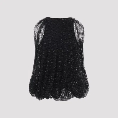 Sportmax Embellished Mesh And Jersey Top In Black