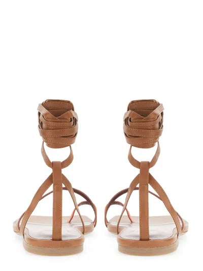 Staud Mini Gladiator Sandal With 2 Cm Heel In Brown