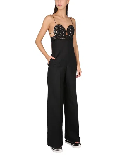Stella Mccartney Broderie Anglaise Bustier Jumpsuit In Black