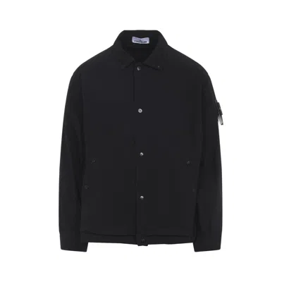 Stone Island Jacket Arm Patch Collared Design Front Pockets In Black