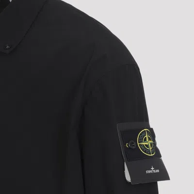 Stone Island Jacket Arm Patch Collared Design Front Pockets In Black