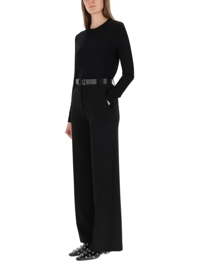 Theory Wide Leg Trousers With Pockets And Loops In Black