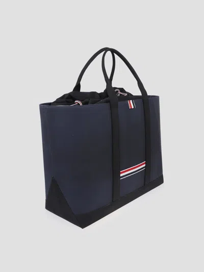 Thom Browne Medium Drawstring Tote Handbag In Blue