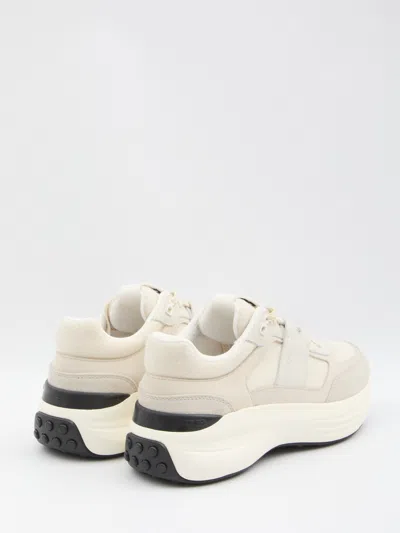 Tod's Low Top Leather Sneakers With Contrast Sole In White