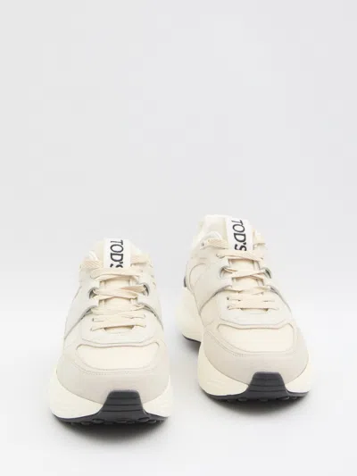 Tod's Low Top Leather Sneakers With Contrast Sole In White