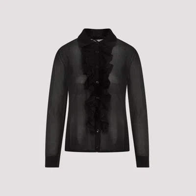 Tom Ford Ruffle-panel Long-sleeve Shirt In Black