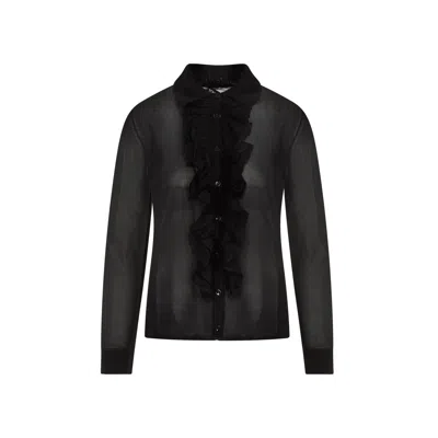 Tom Ford Ruffle-panel Long-sleeve Shirt In Black