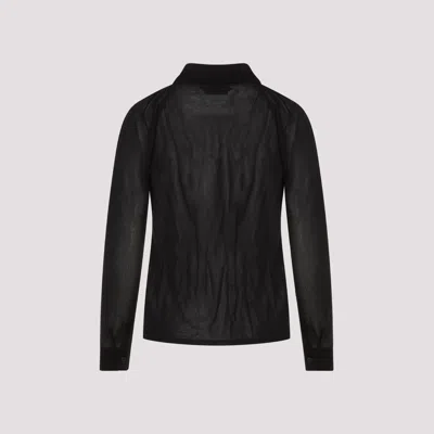 Tom Ford Ruffle-panel Long-sleeve Shirt In Black