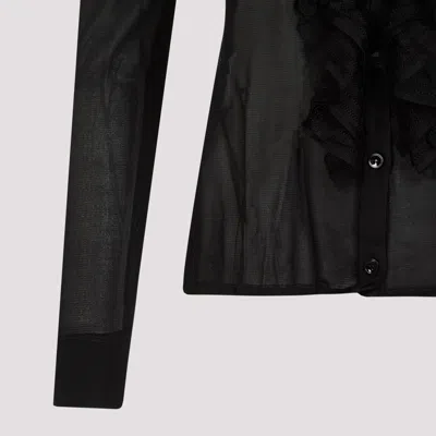Tom Ford Ruffle-panel Long-sleeve Shirt In Black