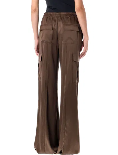 Tom Ford Brown Pants With Elastic Waist And Logo Lettering In Stretch Silk For Women In Brown