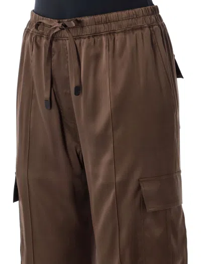 Tom Ford Brown Pants With Elastic Waist And Logo Lettering In Stretch Silk For Women In Brown