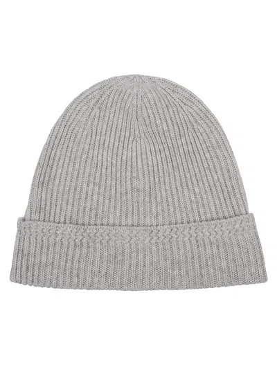 Tom Ford Ribbed Texture Cashmere Hat With Leather Patch Logo In Gold