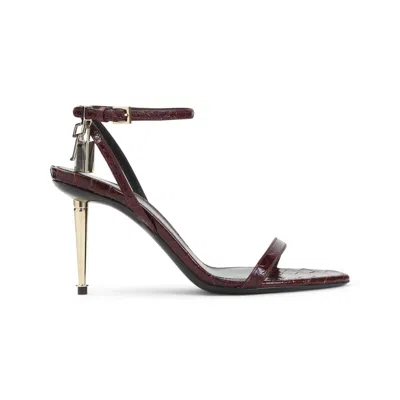 Tom Ford Padlock 90 Python Print Leather Sandals In Brown