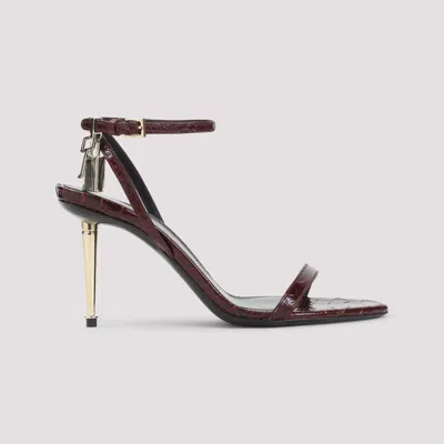 Tom Ford Padlock 90 Python Print Leather Sandals In Brown