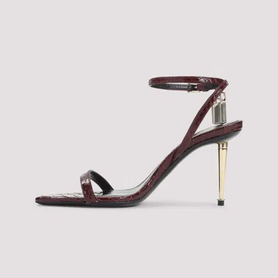 Tom Ford Padlock 90 Python Print Leather Sandals In Brown