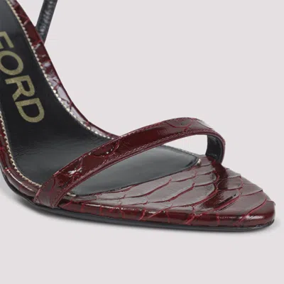 Tom Ford Padlock 90 Python Print Leather Sandals In Brown