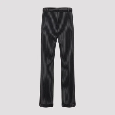 Tom Ford Women Navy Blue Wool Striped Trousers, 28 Luxury Pants For Women Darveys In Black