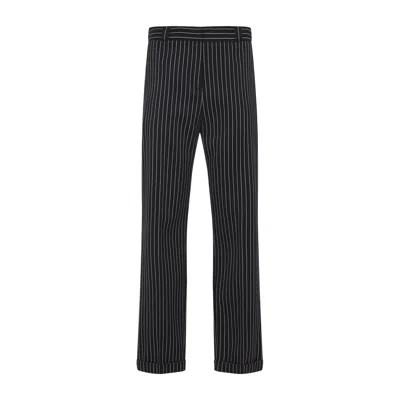 Tom Ford Women Navy Blue Wool Striped Trousers, 28 Luxury Pants For Women Darveys In Black