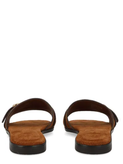 Tory Burch Romy Strap Button Slide In Brown