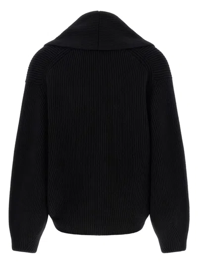 Totême Toteme Wool Knit Scarf-lapel Cardigan With Double-breasted Design In Black